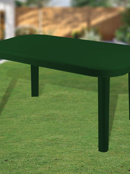 Μύκονος Outdoor Dinner Plastic Table Green 140x85x75cm