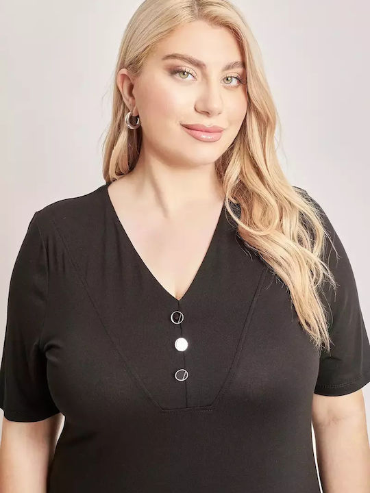 Sommer Midi Hemdkleid Schwarz