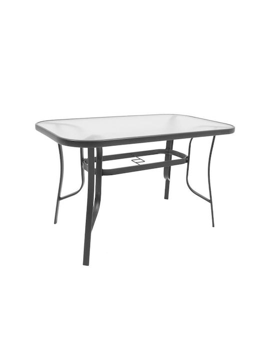 Маса Стабилна Метален със Стъклена Повърхност Steel Сив 140x80x70бр