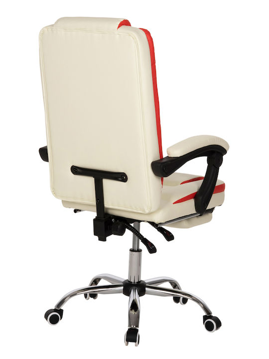 HomeMarkt SEENA Reclining Office Chair with Fixed Arms Beige-Red HM1190.03