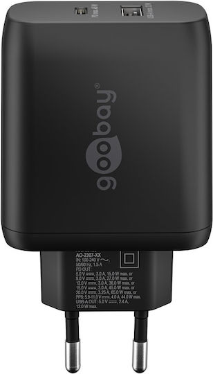 Goobay Charger Without Cable with USB-A Port and USB-C Port Power Delivery Blacks (65409)