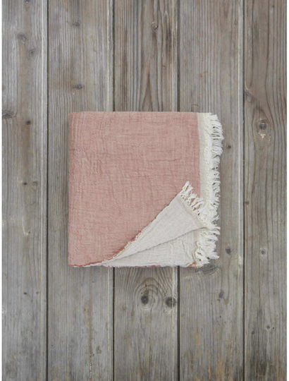 Nima Beach Towel Pareo Cotton Pink with Fringes 170x90cm