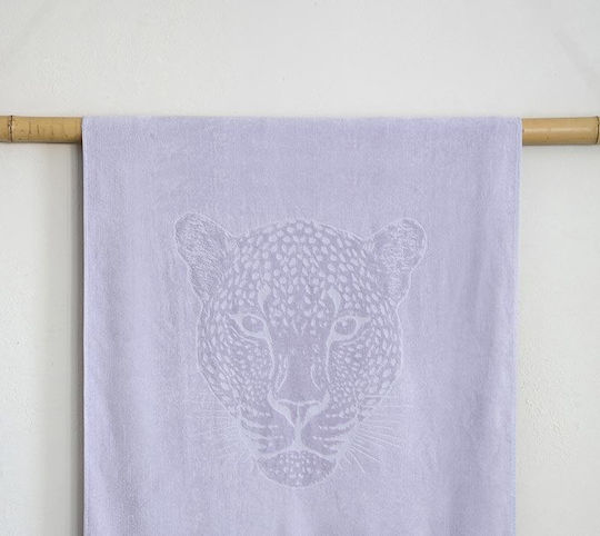 Nima Jacquard Cotton Lilac Beach Towel with Fringes 160x90cm