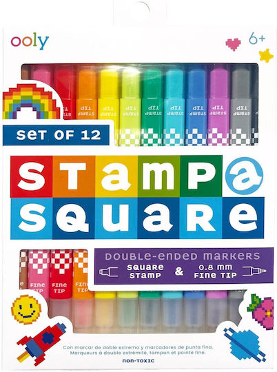 Double-ended Markers Square Stamp Thin Tip Set 12