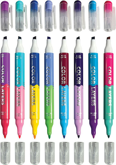 Double Color Layers Markers Set 8