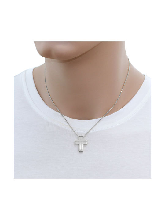 Men's White Gold Cross 14K