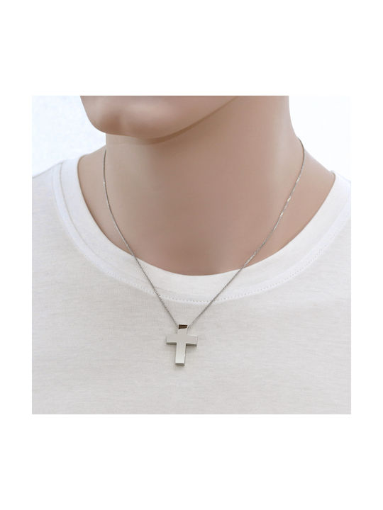 Men's White Gold Cross 14K