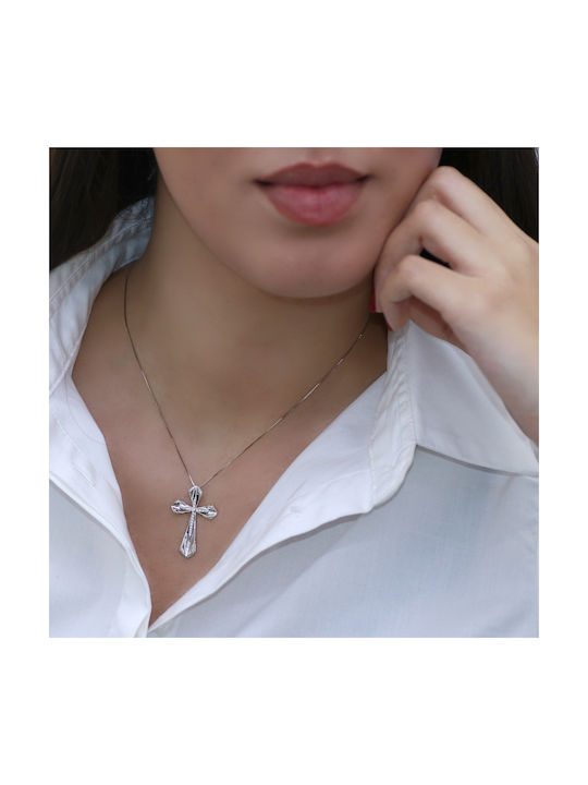 White Gold Cross 18K with Chain