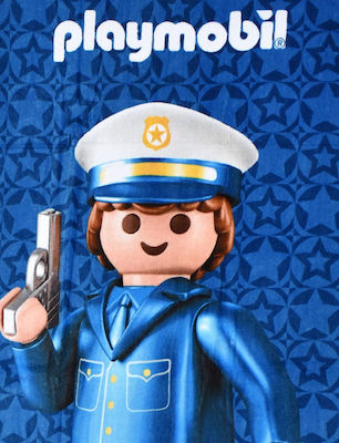 Stamion Playmobil Policeman Παιδική Πετσέτα Θαλάσσης Μπλε 150x75εκ.