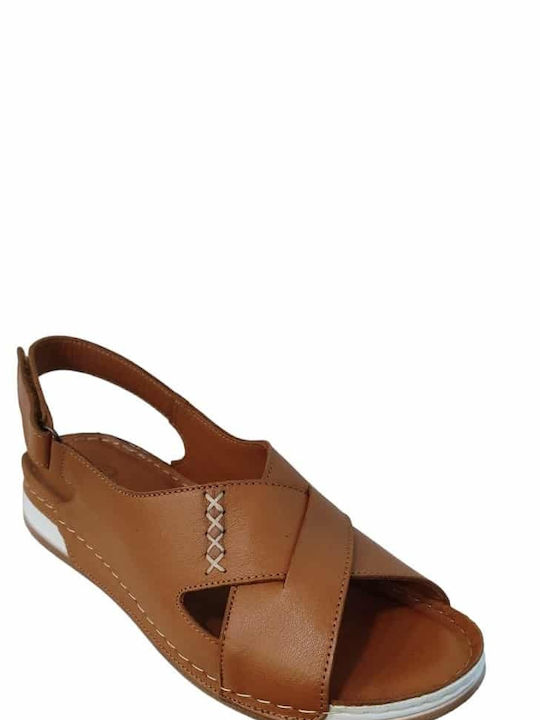 Parex Leather Women's Flat Sandals Anatomic in Brown Color