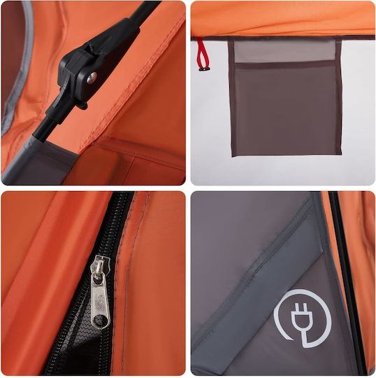 vidaXL Camping Tent Pop Up Orange for 4 People 260x217x150cm