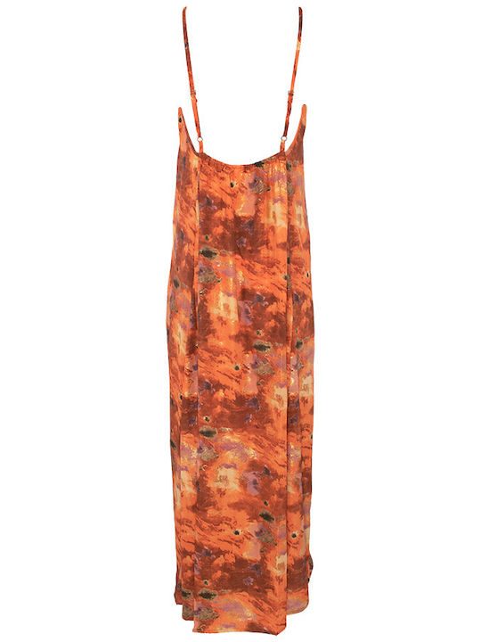 Lara Ethnics Capri Maxi Dress Satin Orange