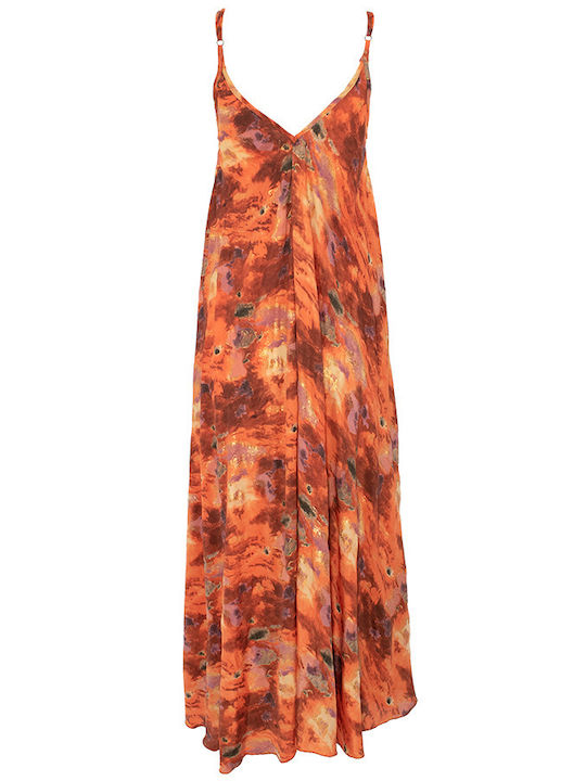 Lara Ethnics Maxi Dress Satin Orange