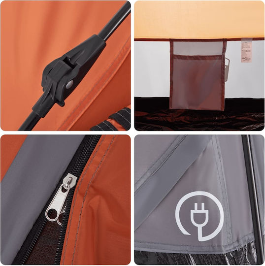 vidaXL Camping Tent Pop Up Orange for 4 People 273x273x129cm
