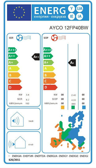 Ayco Климатик Inverter 12000 BTU A++/A+ с въглероден филтър