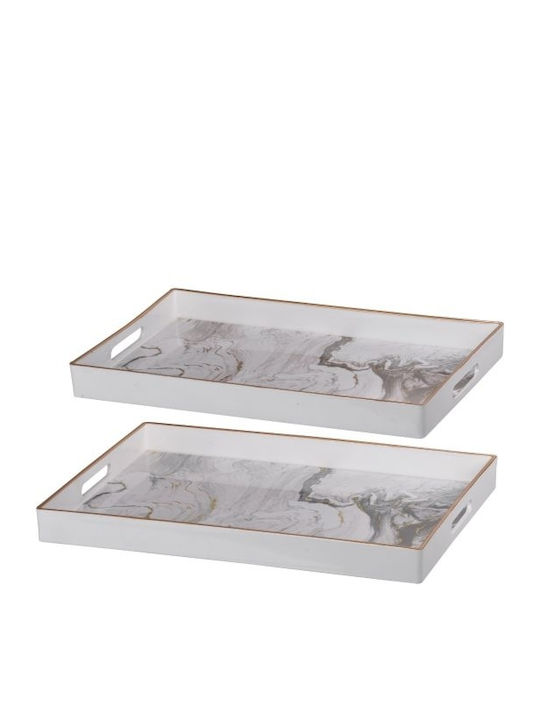 Artekko Plastic Dreptunghiular Tavă de Servire cu Mânere în Culoare Negru 48x36x5cm DF43576-WHIT-DS 1buc