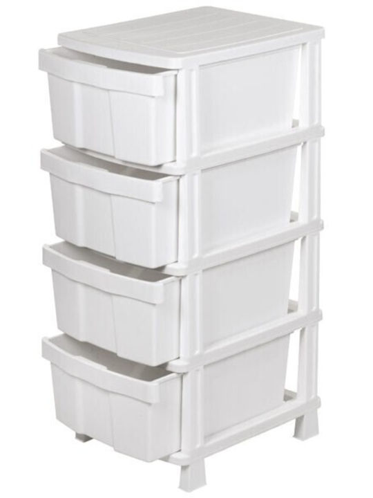 Homeplast Ziva Kunststoff Schubladenkommode 4 Ebenen Weiße 50x40x99cm
