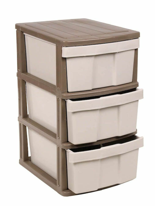 Homeplast Shelf Drawers Plastic Brown 3 Slots 50x40x77cm