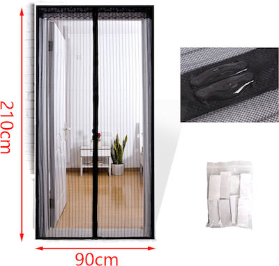 KMT Style Selbstklebend Moskitonetz Tür Magnetisch Schwarz aus Polyester 210x90cm