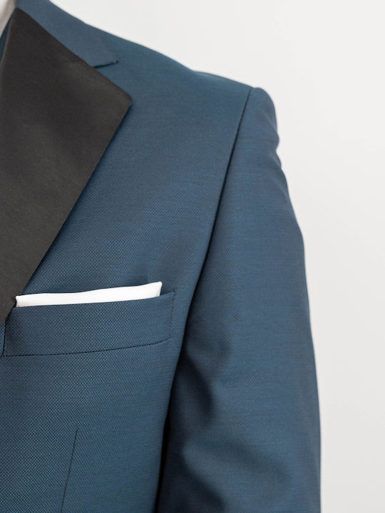 Men's Suit with Vest Petrol Blue