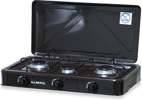 Kumtel Liquid Gas Countertop Triple Burner Black