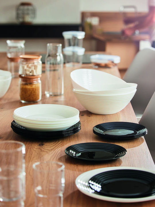 Luminarc White / Black Glass Dinnerware Set 18pcs