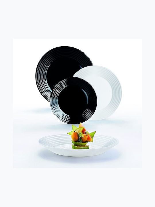 Luminarc White / Black Glass Dinnerware Set 18pcs
