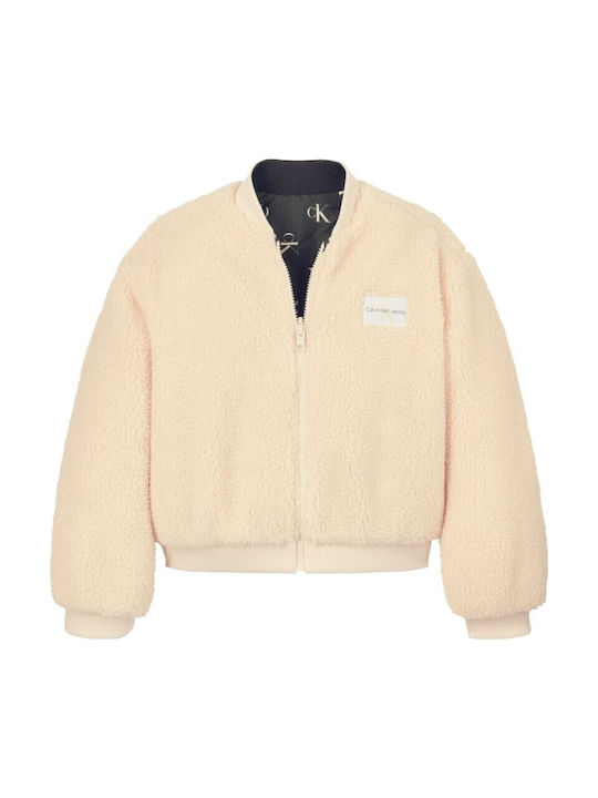Kinderjacken & Winterjacken Bomber Kurz Beidseitig Beige