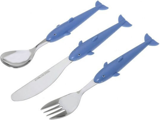 Cryspo Trio Set de Tacâmuri Inoxidabil Albastru 3buc