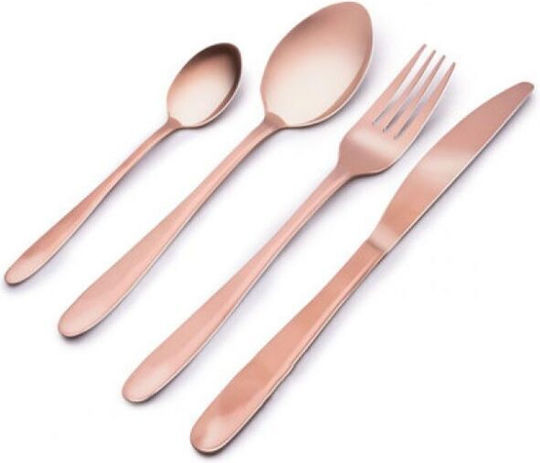 Bakaji 16-Piece Stainless Steel 18/10 Copper Cutlery Set