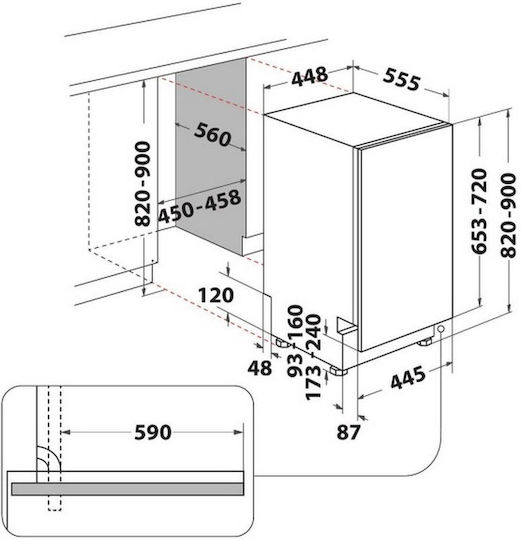 Indesit Vollintegrierter Geschirrspüler für 10 Gedecke B44.8xH82cm