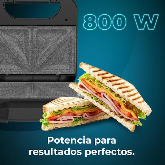 Cecotec Rock’nToast Combo Sandwich Maker with Removable Plates for for 2 Sandwiches Sandwiches 800W Inox