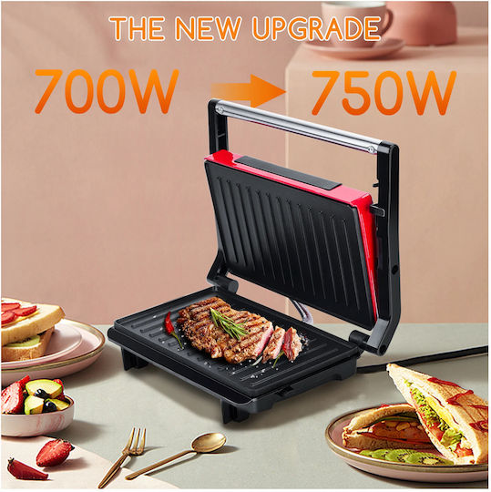 Aigostar Sandwich Maker for for 2 Sandwiches Sandwiches 750W Red