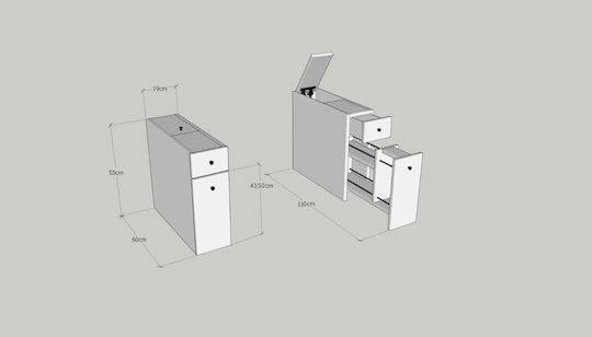24Mall Bathroom Cabinet L19xW60xH55cm Gray