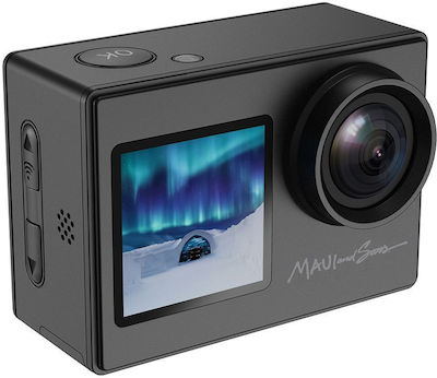 Egoboo X Maui And Sons Action Eye MUSJ4000BLK 128GB Action Camera 4K Ultra HD Υποβρύχια (με Θήκη) με WiFi Μαύρη με Οθόνη 2"