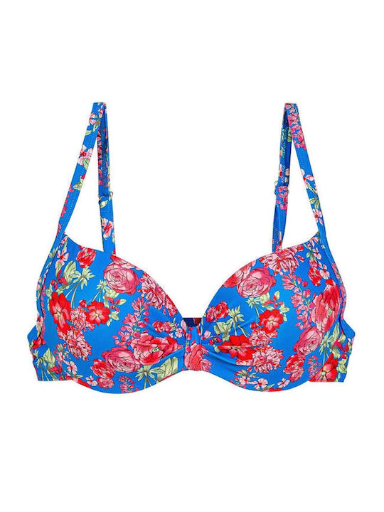 Bikini Sutien Floral Albastru