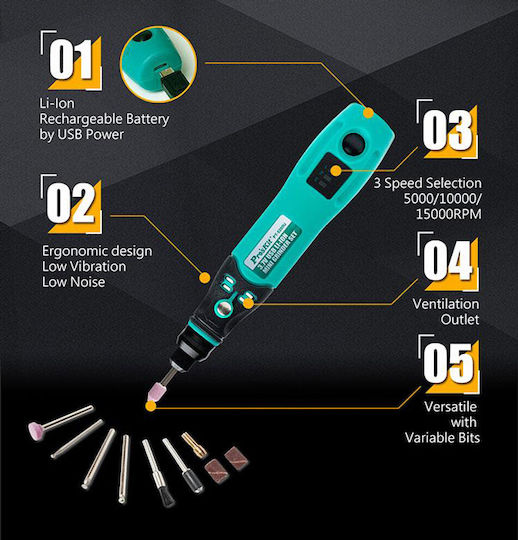 Proskit Electric Rotary Multi Tool 3.7V 1x0.6Ah with Speed Control