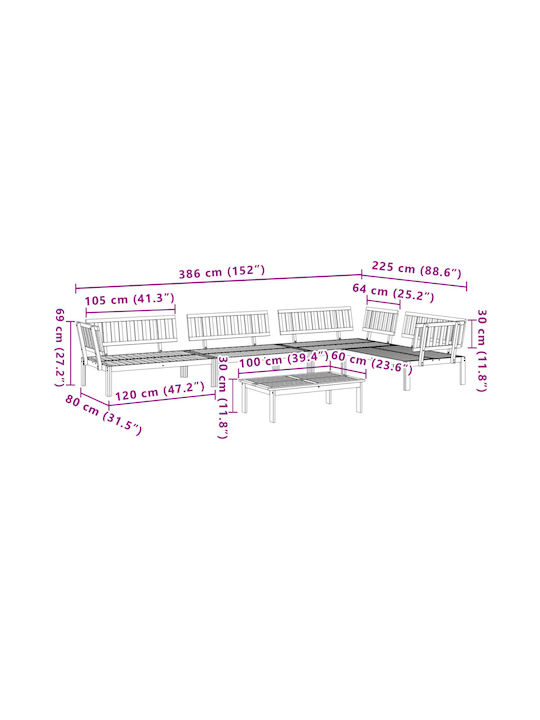 Set Cameră De Zi Pentru Exterior 5 Piese Din Acacia