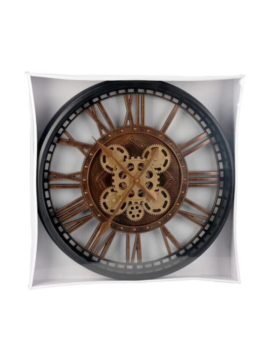 Λατινικούς Αριθμούς Wall Clock Metallic Brown Ø50cm