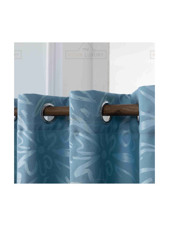 My Home Luxury Blue Grommet Curtain 140x280cm