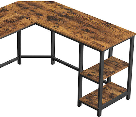 Corner Desk Wooden Rustic Brown / Black with Metal Legs 138x138x75cm