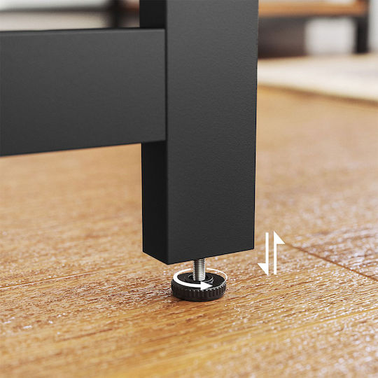 Corner Desk Wooden Rustic Brown / Black with Metal Legs 138x138x75cm