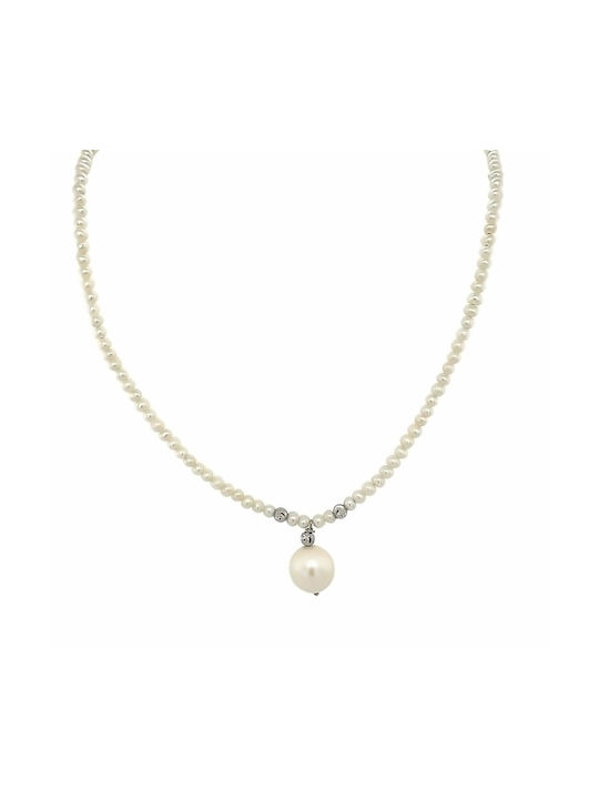 Xryseio Necklace from White Gold 14K with Pearls