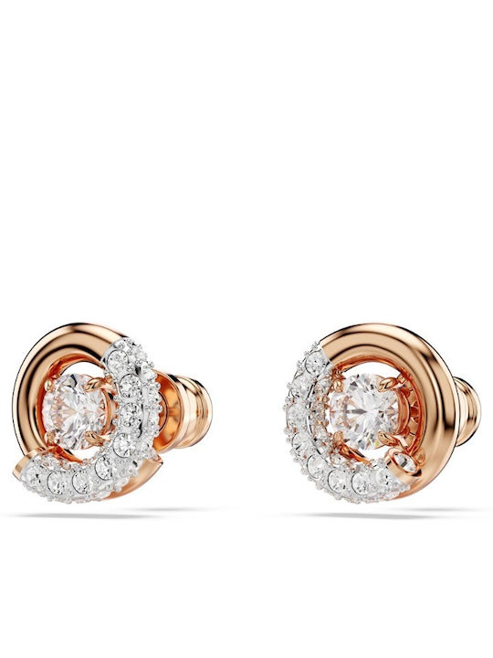 Swarovski Dextera Σκουλαρίκια Καρφωτά Επιχρυσωμένα με Πέτρες Ροζ
