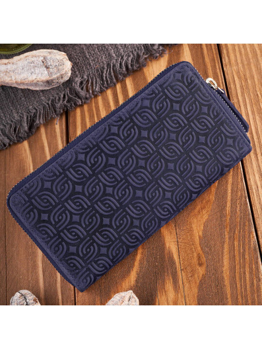 Leather Women's Wallet Classic with RFID Navy Blue