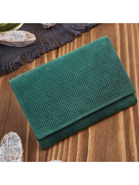 Small Leather Women's Wallet Classic with RFID Green