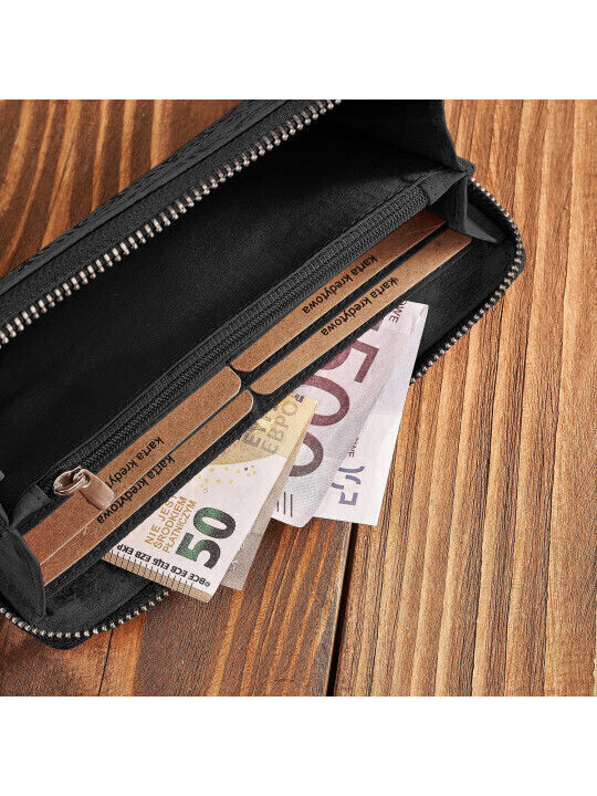 Δερμάτινο Γυναικείο Πορτοφόλι με RFID Μαύρο