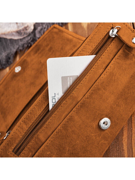 Groß Leder Damen Geldbörse Klassisch mit RFID Orange