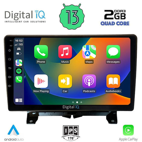 Digital IQ Автомобилна Аудио Система 2DIN (Блутут/USB/AUX/WiFi/GPS/Apple-Carplay/Android-Auto) с Тъчскрийн 9"