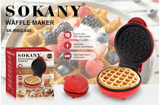 Sokany Waffle Maker Portions in Round Shape 550W